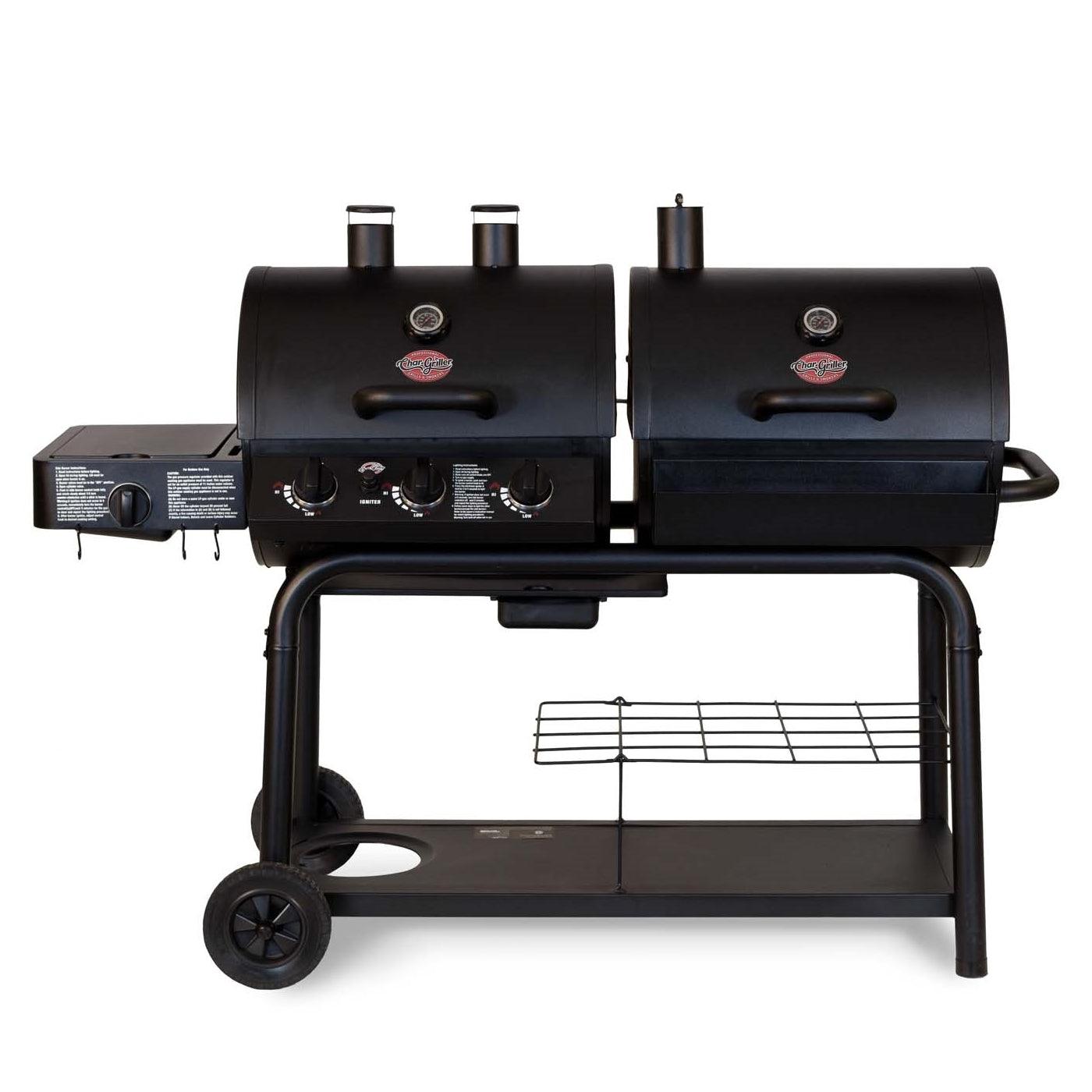 Char-Griller Duo™ 5050 Gas and Charcoal BBQ with Side Burner