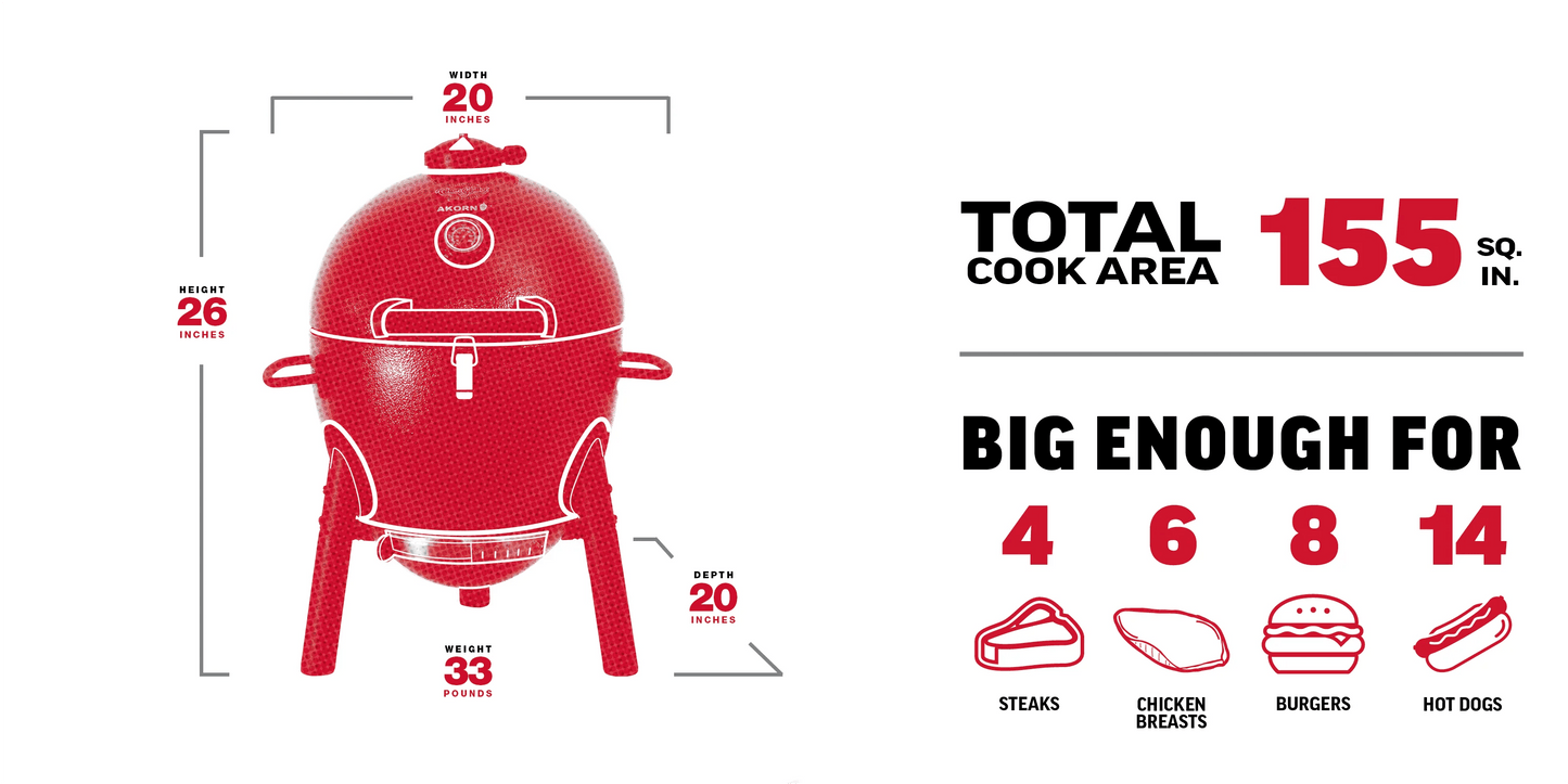 Char-Griller Red Akorn Junior Kamado Charcoal BBQ - BBQ Land