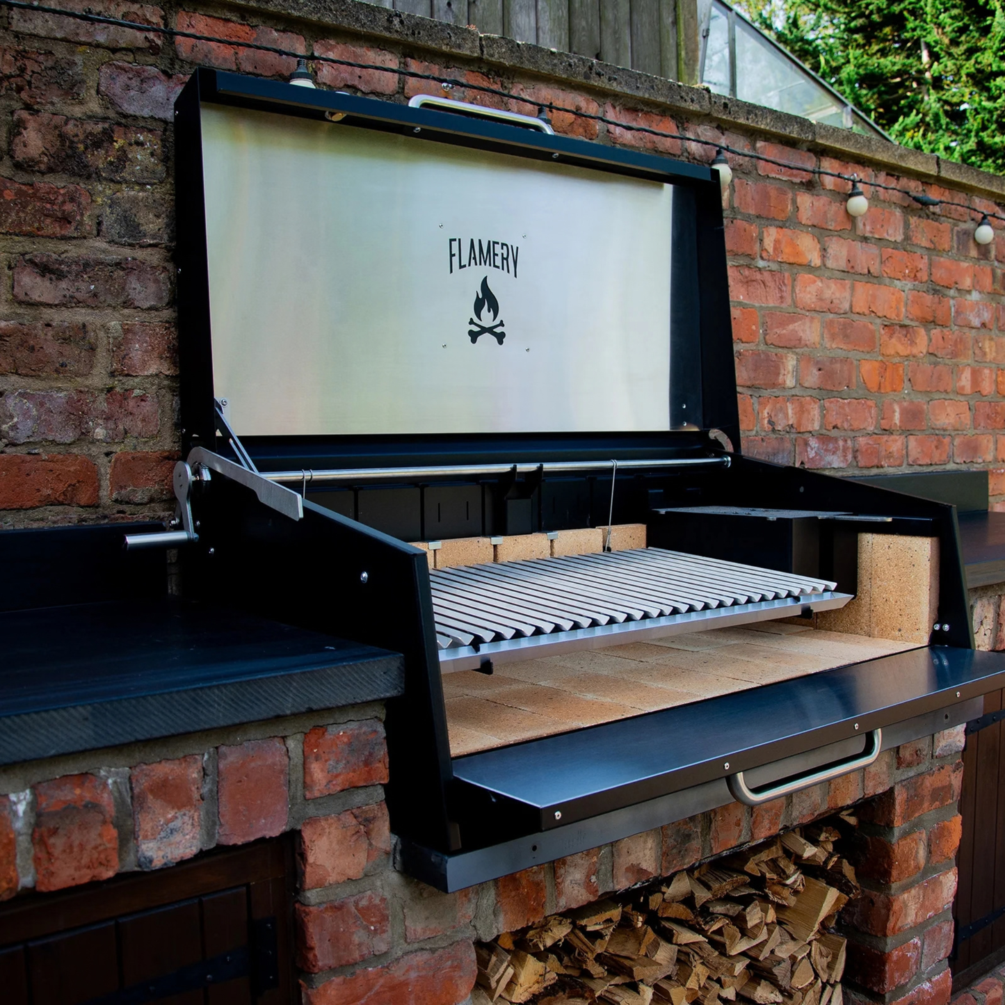 Flamery Large Asado Argentinian BBQ with Full Grill + Firebox