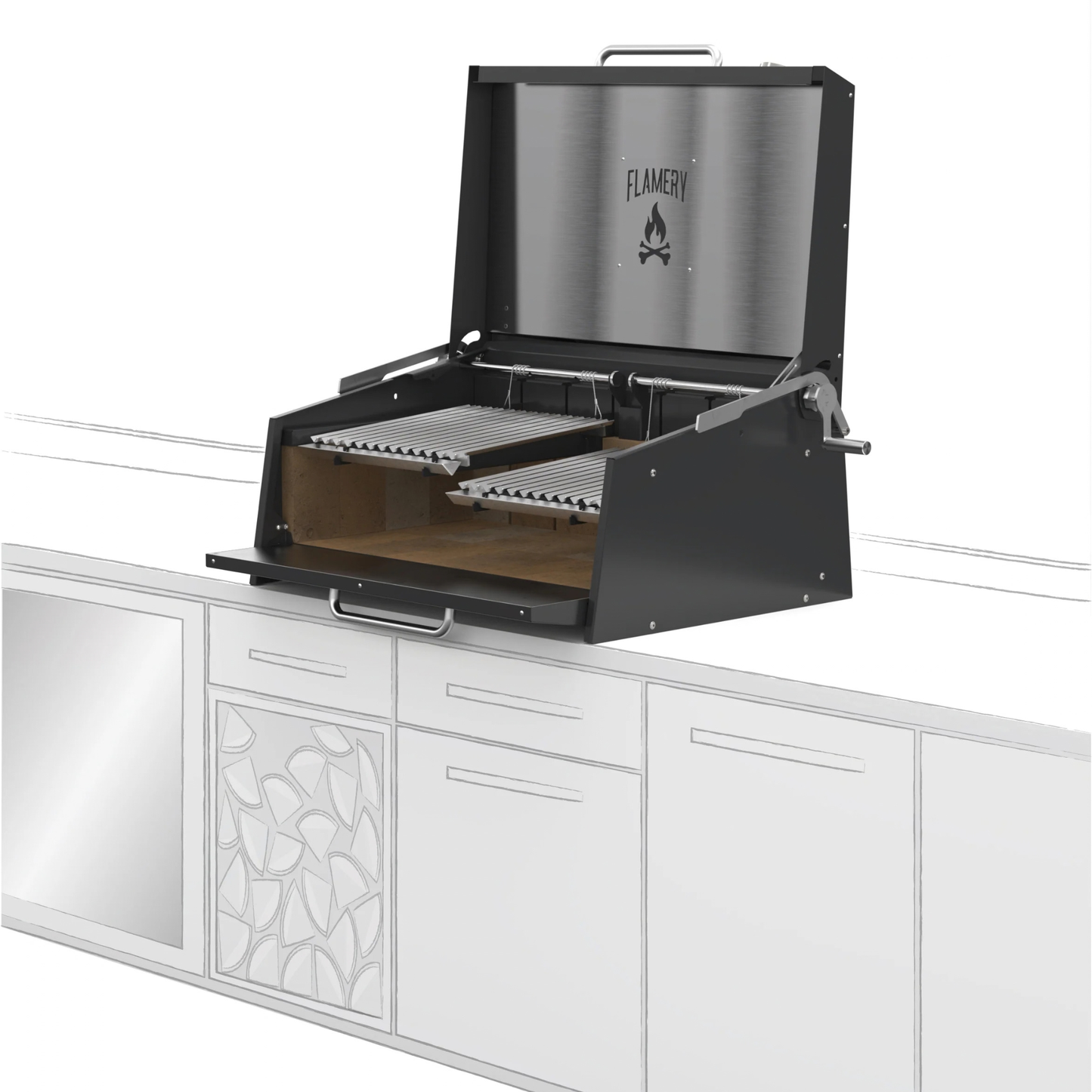 Flamery Small Asado BBQ with 50/50 Split Grill