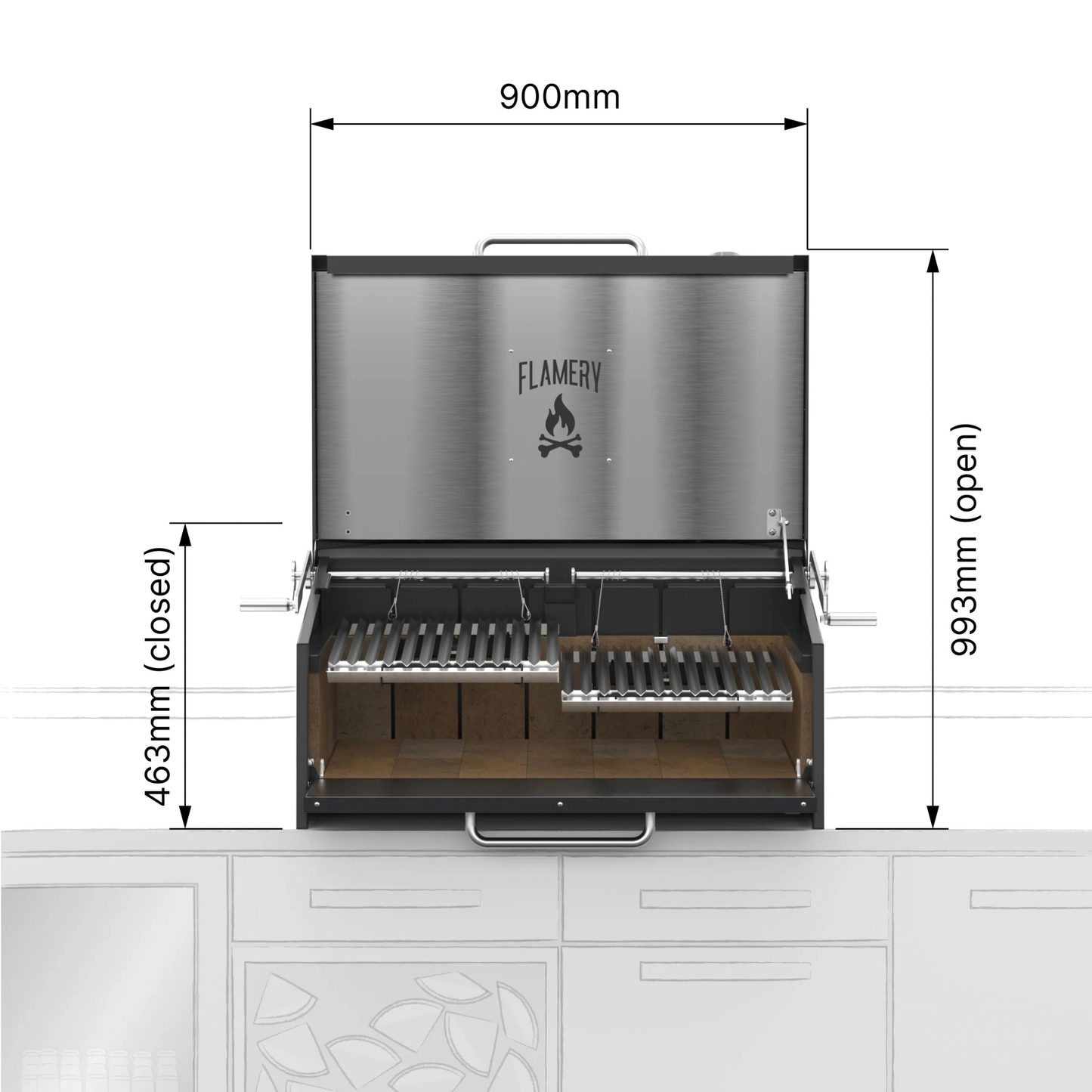 Flamery Small Asado BBQ with 50/50 Split Grill