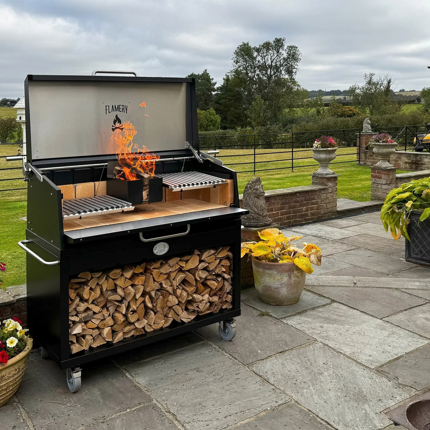 Flamery Small Asado BBQ with Full Grill on Trolley