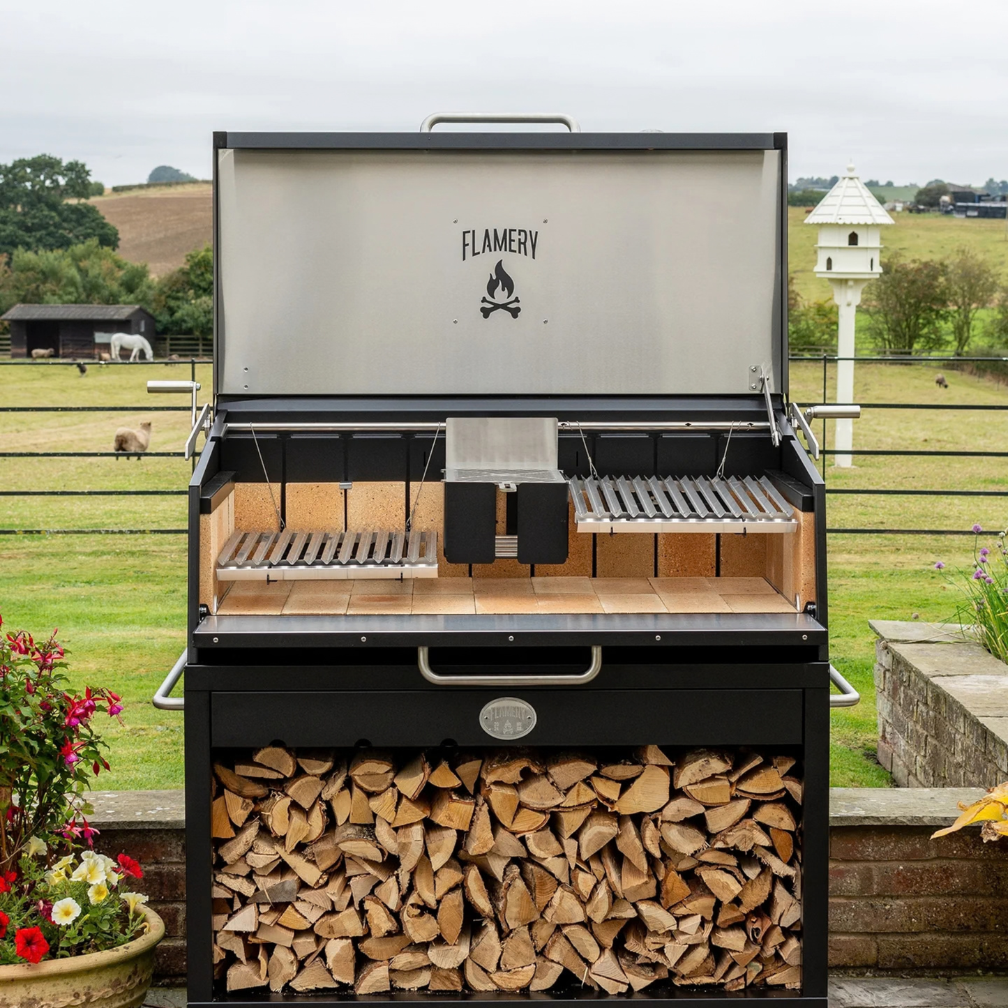 Flamery Small Asado BBQ with Split Grill + Trolley