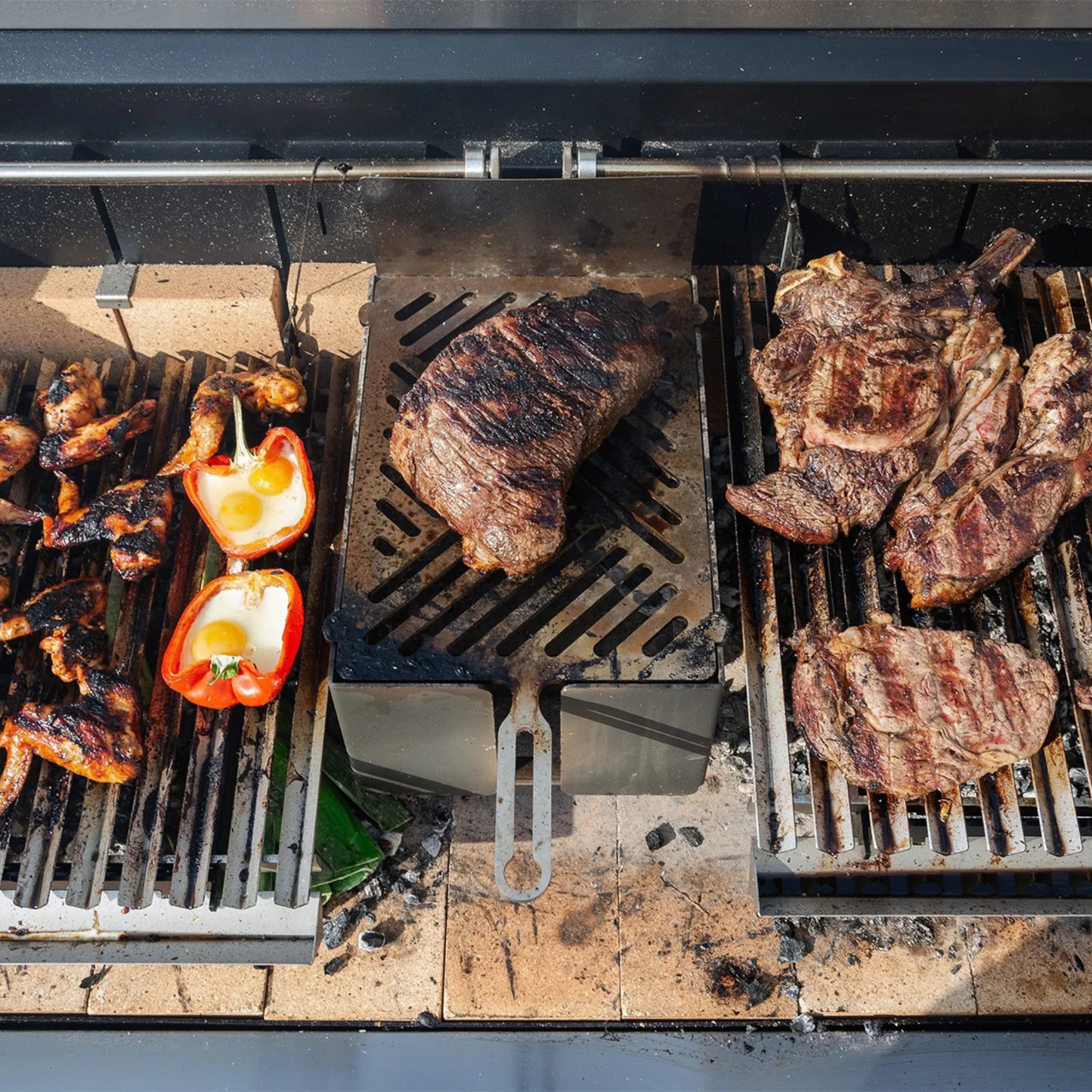 Flamery Large Asado with Full Grill + Firebox on Trolley