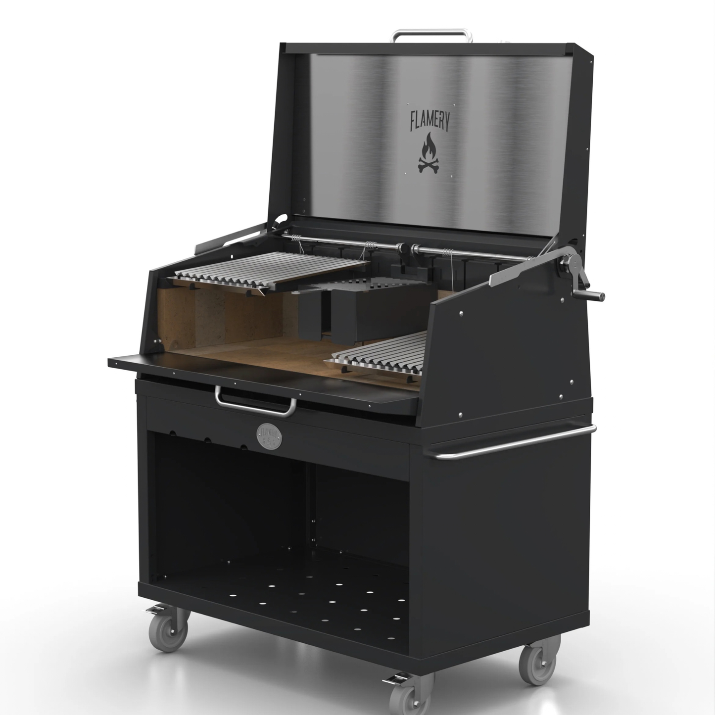 Flamery Large Asado with Full Grill + Firebox on Trolley