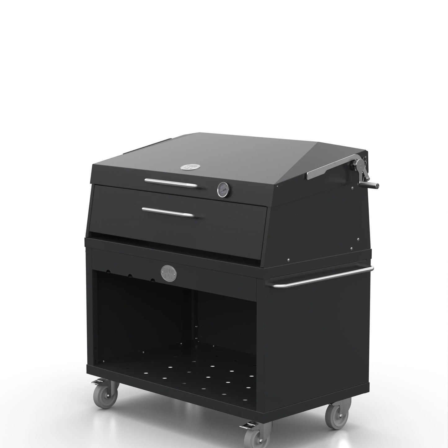 Flamery Large Asado BBQ with Split Grill + Firebox on Trolley