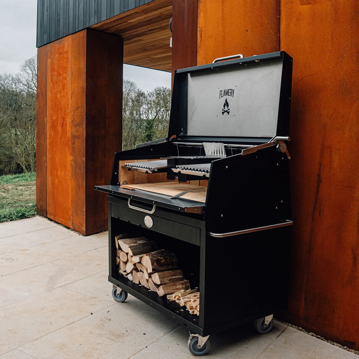 Flamery Small Asado BBQ with Full Grill on Trolley