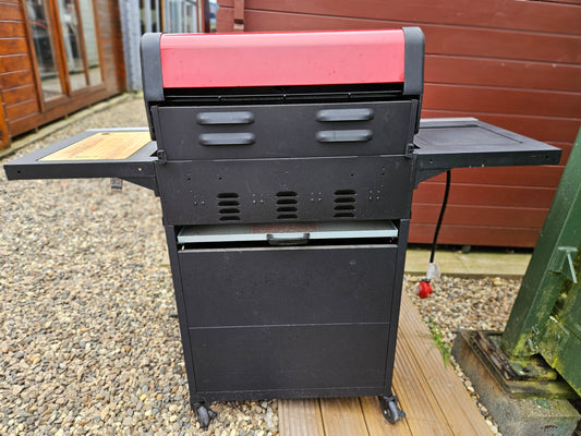 #240 Ex-Display (sold as seen) Outback Red Jupiter 4 Burner Hybrid BBQ With Cover