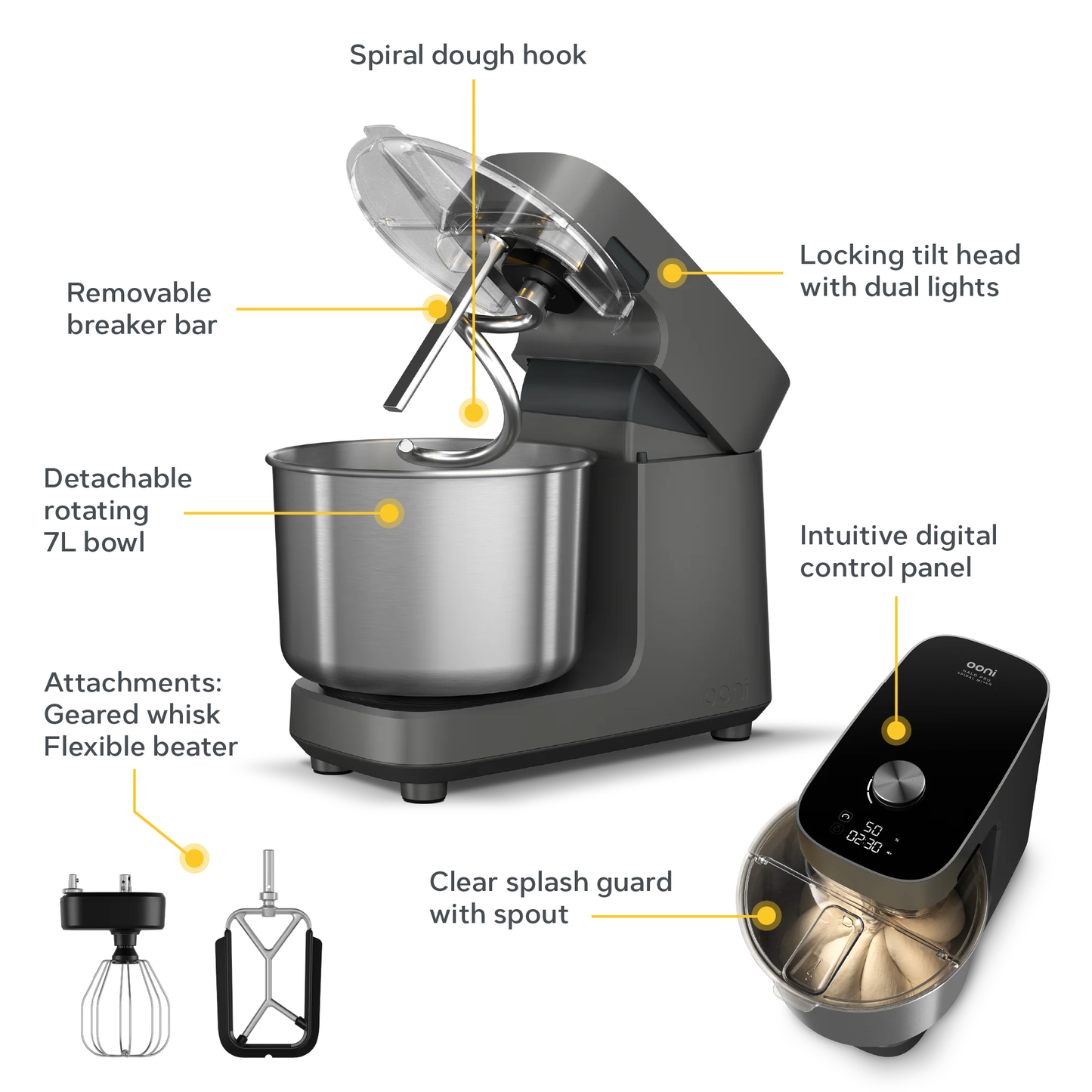 Ooni Halo Pro Spiral Mixer - Charcoal Grey