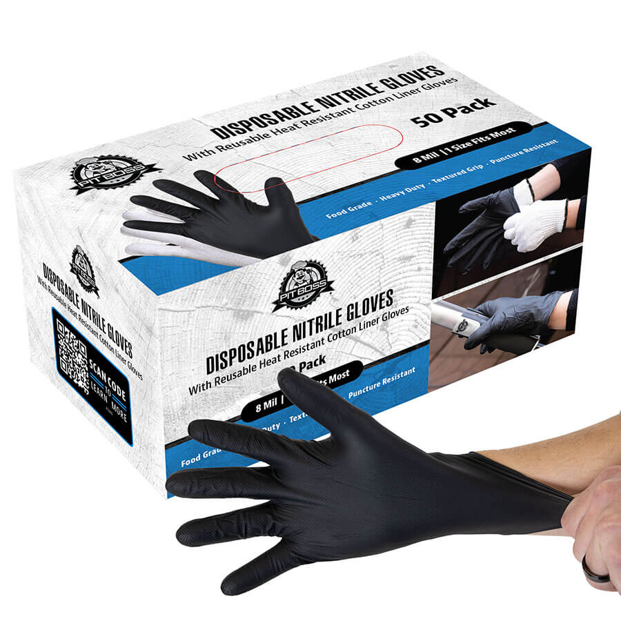 50 Pairs of Nitrile Gloves + 1 Pair of Cotton Glove Liners