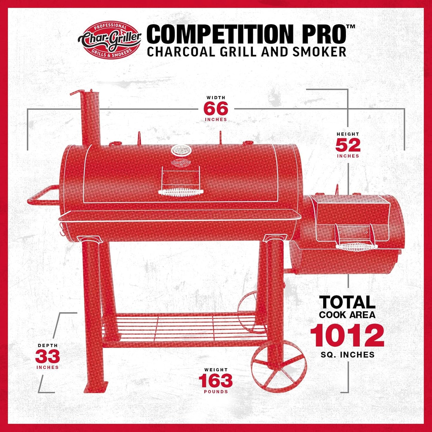 Char-Griller Competition Pro 17" Offset Smoker BBQ