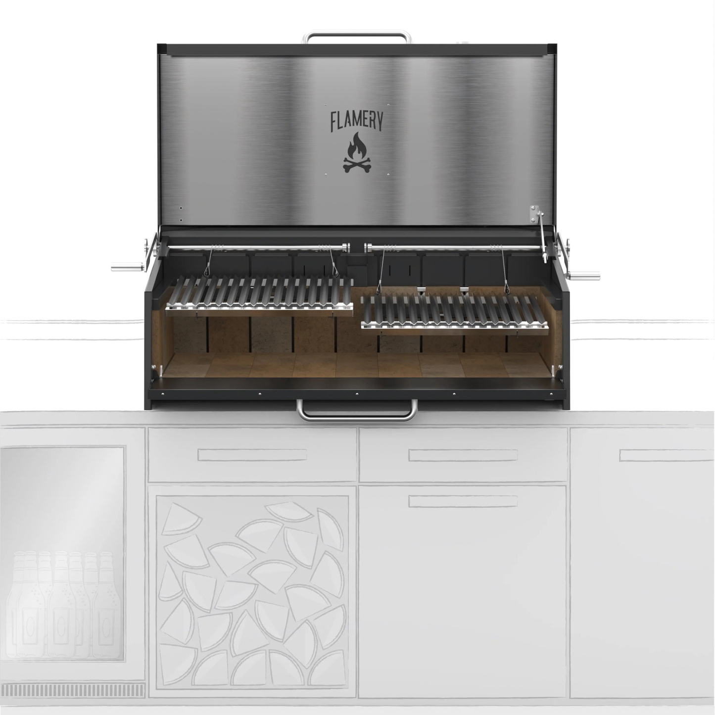 Flamery Large Asado Argentinian BBQ with Full Grill + Firebox