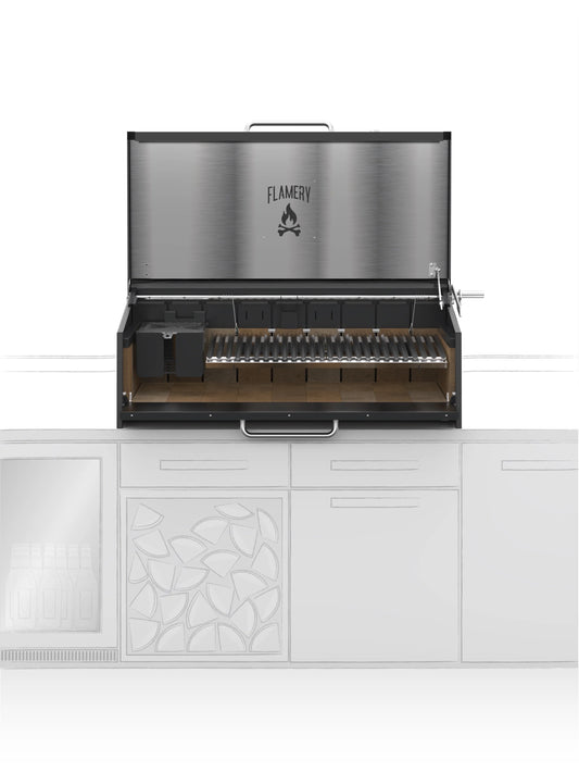 Flamery Large Asado Argentinian BBQ with Full Grill + Firebox