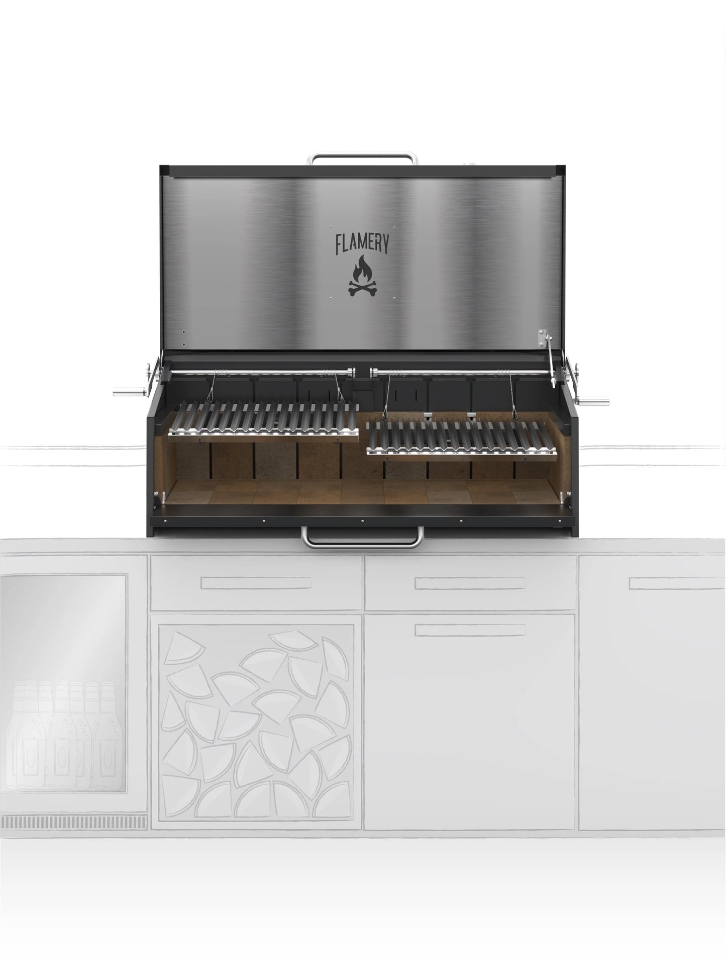 Flamery Large Asado BBQ with Split Grill and Firebox | BBQ Land