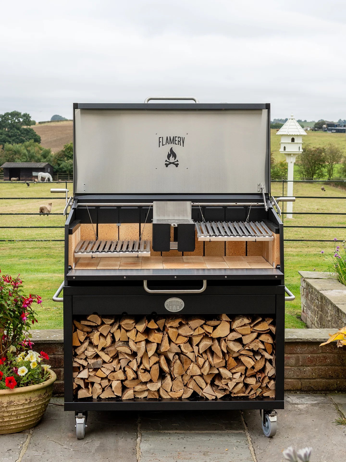 Flamery Large Asado BBQ with Split Grill and Firebox | BBQ Land