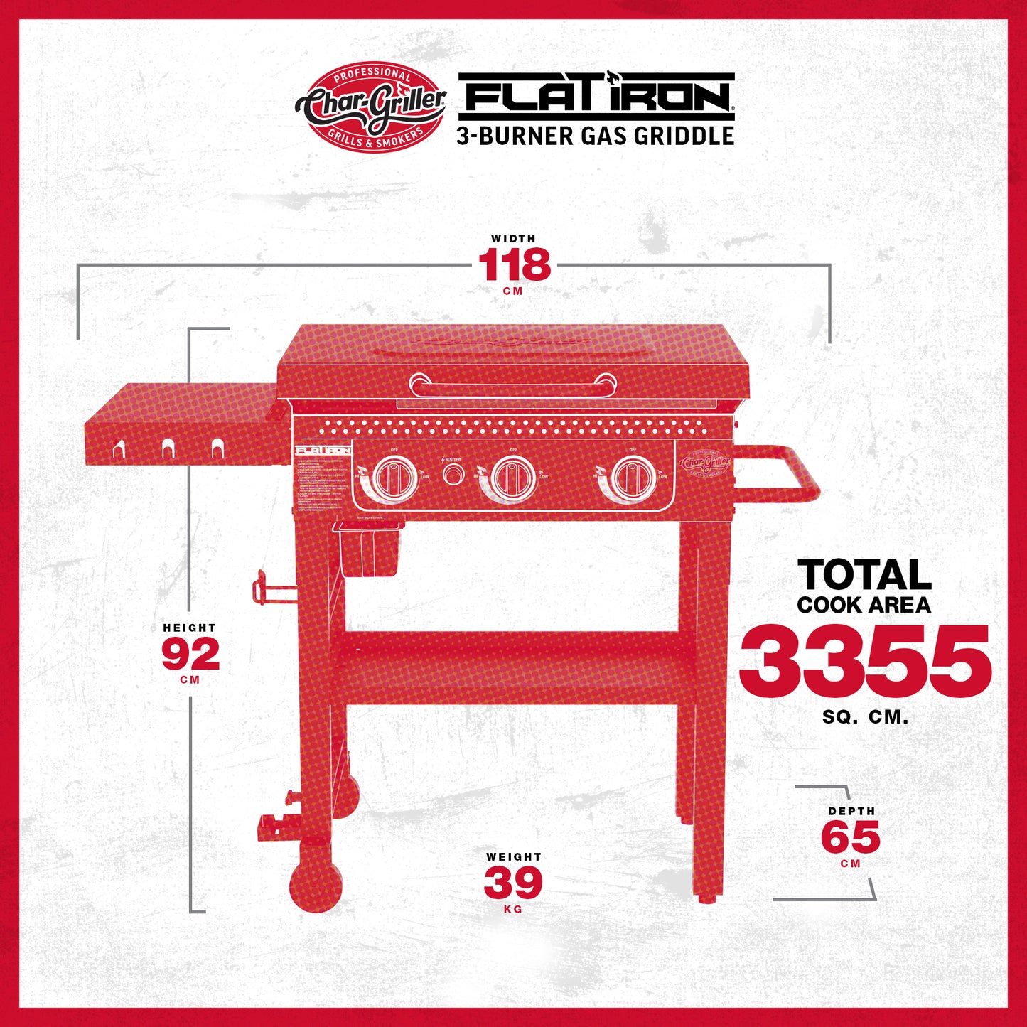Char-Griller 3 Burner Flat Iron Gas Griddle Plancha BBQ
