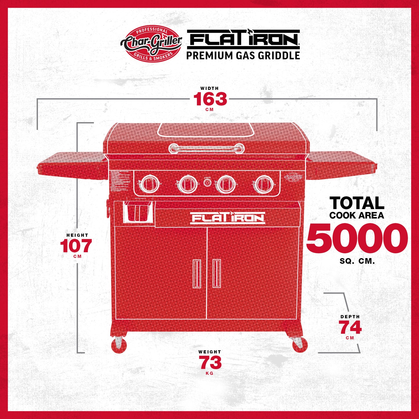 Char-Griller 4 Burner Flat Iron Premium Gas Griddle