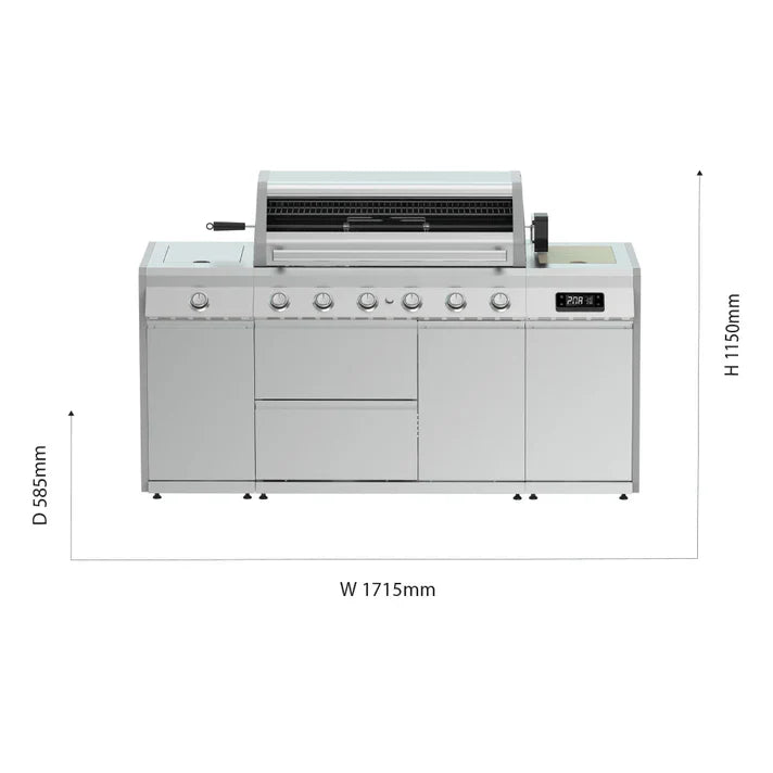 Grillstream Island 6 Burner Hybrid Gas & Charcoal BBQ