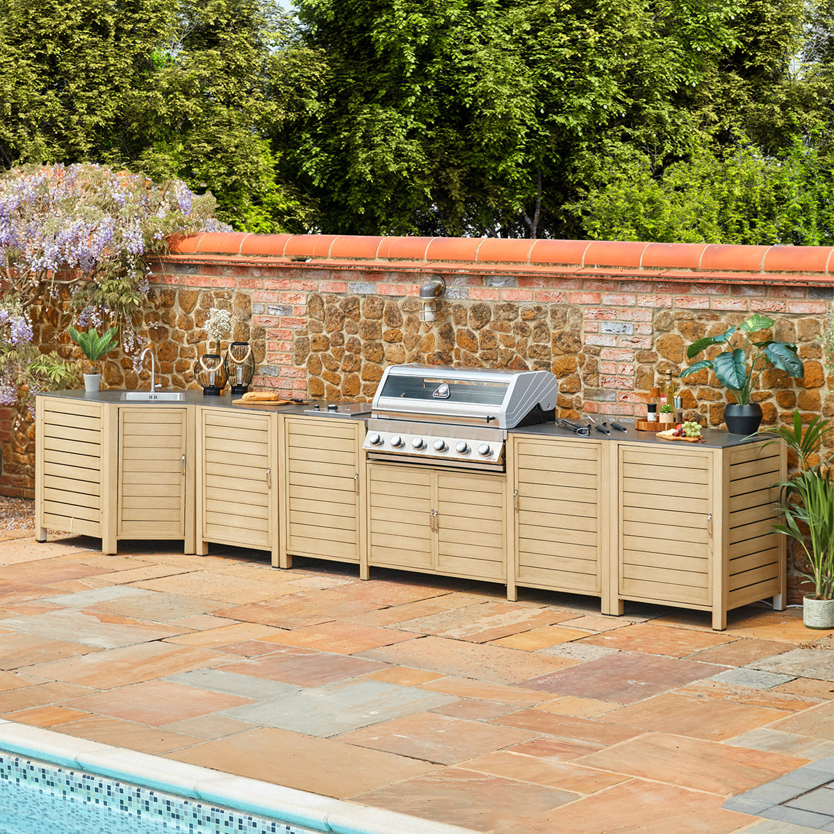 Grillstream Venice 6 Burner Hybrid Outdoor Kitchen with Side Burner