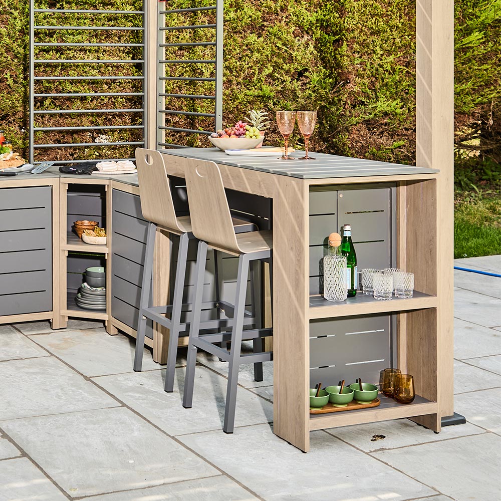 Sanctuary Birch Deluxe Outdoor Kitchen Bar Table and Bar Stools | BBQ Land