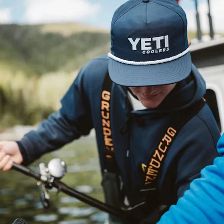 Yeti Coolers Mid Pro Flat Brim Rope Cap in Navy