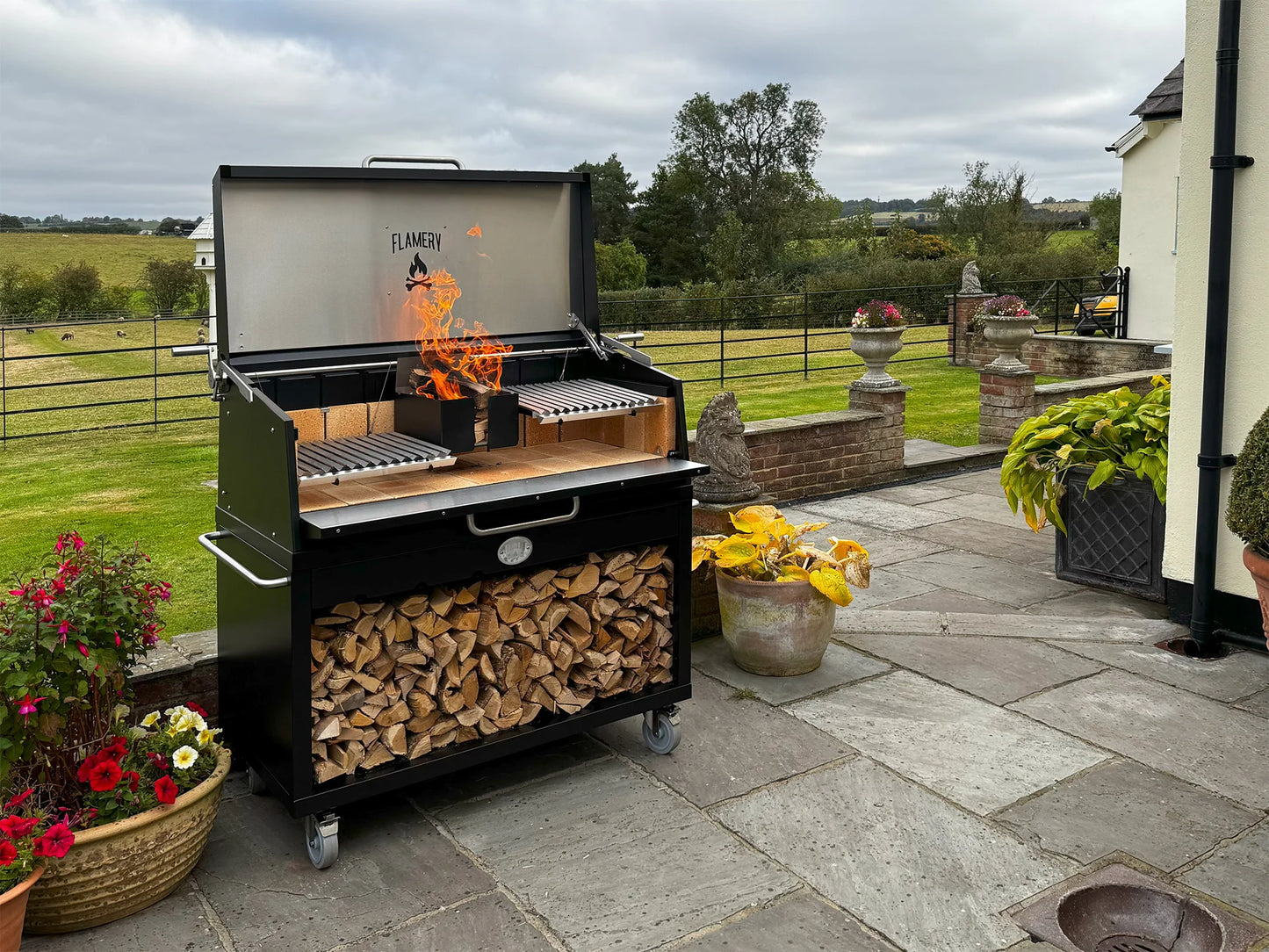 Flamery Large Asado BBQ with Split Grill and Firebox | BBQ Land
