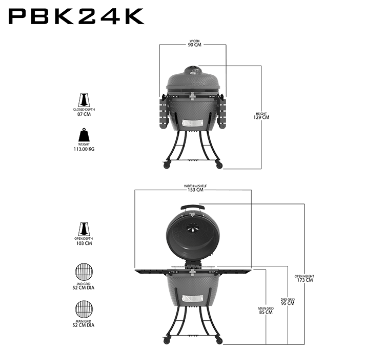 Pit Boss K24 Grey Ceramic Kamado Barbecue - BBQ Land