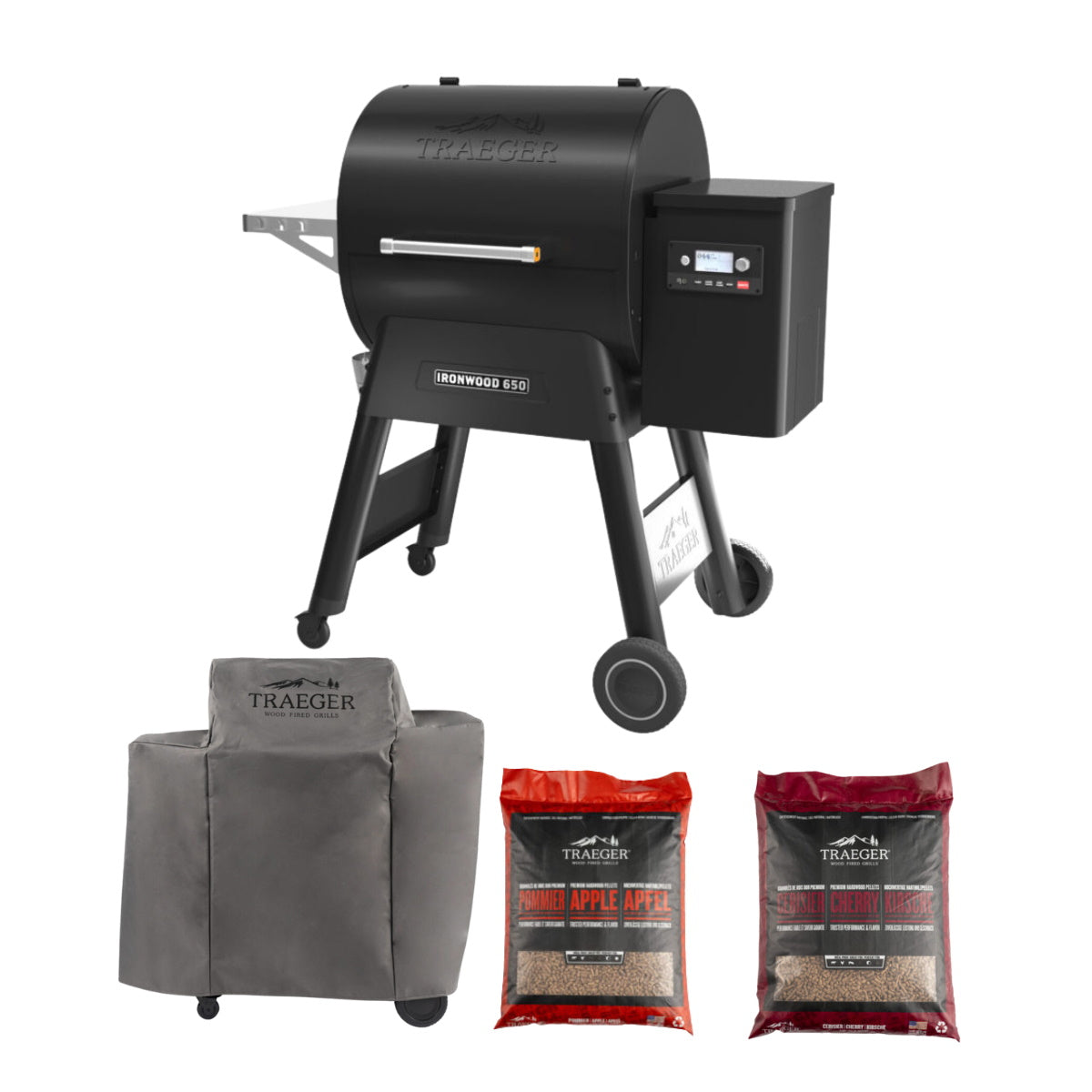 Traeger Ironwood 650 BBQ Wood Pellet Grill with Cover and Pellets