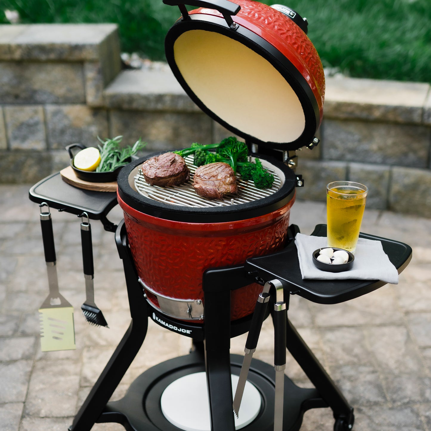 Kamado Joe Junior Celebration Pack with Wheeled Cart, Sear Grate and Cover