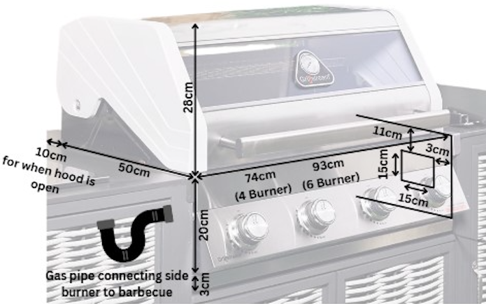 Grillstream Gourmet 6 Burner Built-In Hybrid Gas BBQ with Side Burner