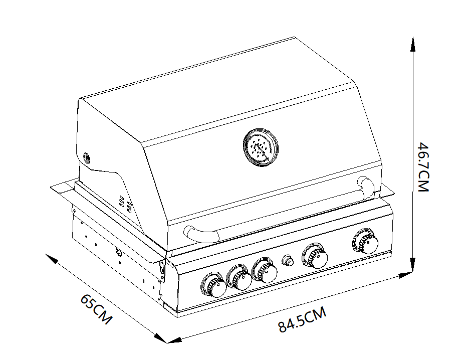 Outback Signature 4 Burner Hybrid Stainless Steel BBQ - Built-In