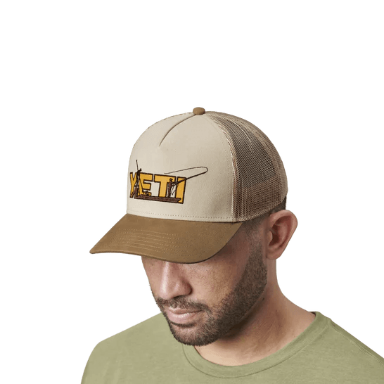 Yeti Skiff Trucker Hat - Khaki/Alpine Yellow - BBQ Land