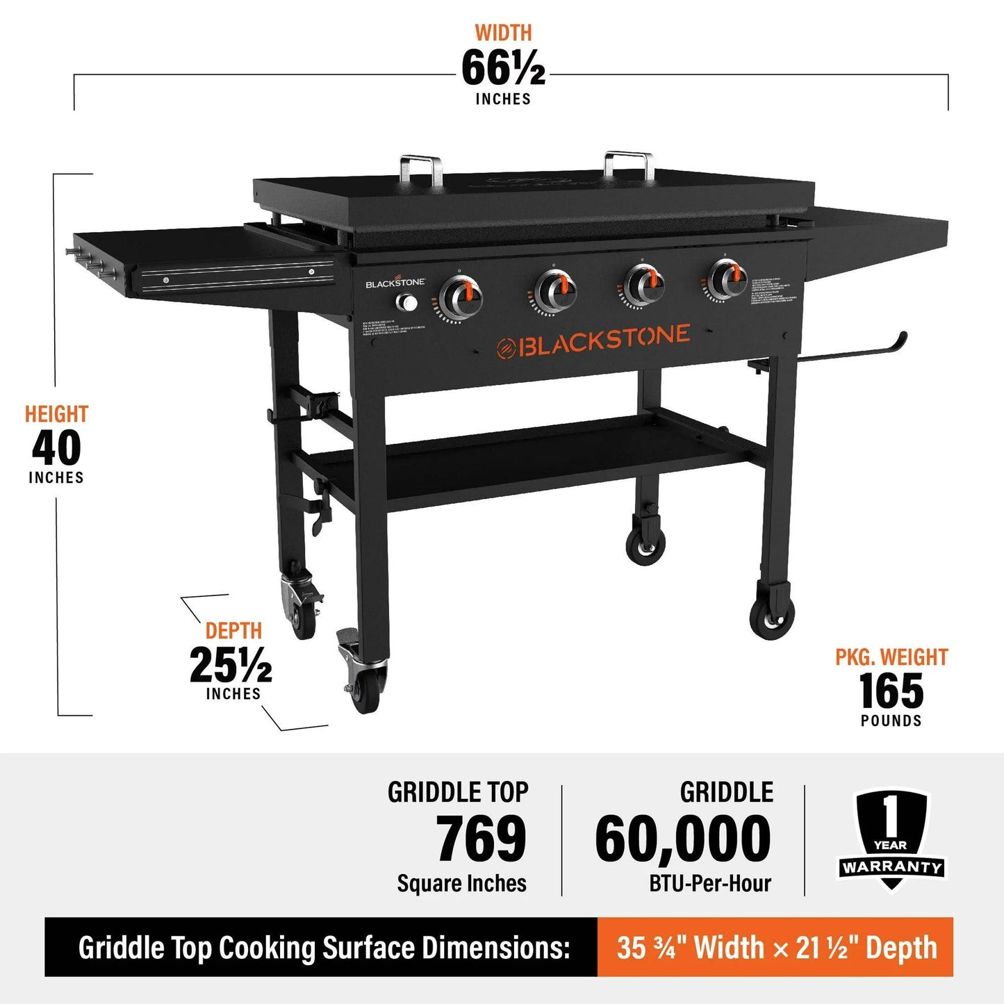 Blackstone 4 Burner 36" Griddle Cooking Station with Hard Cover - BBQ Land