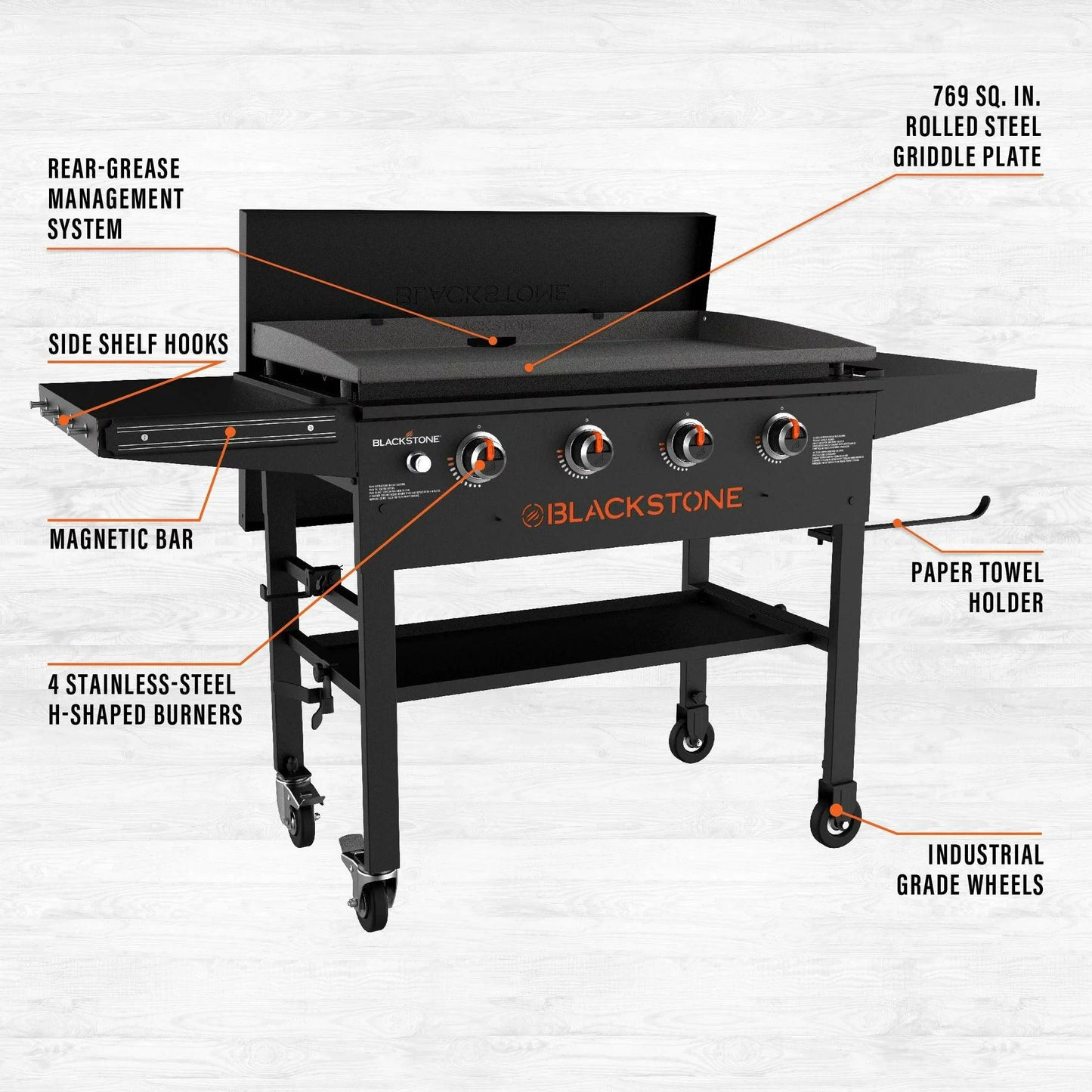 Blackstone 4 Burner 36" Griddle Cooking Station with Hard Cover - BBQ Land