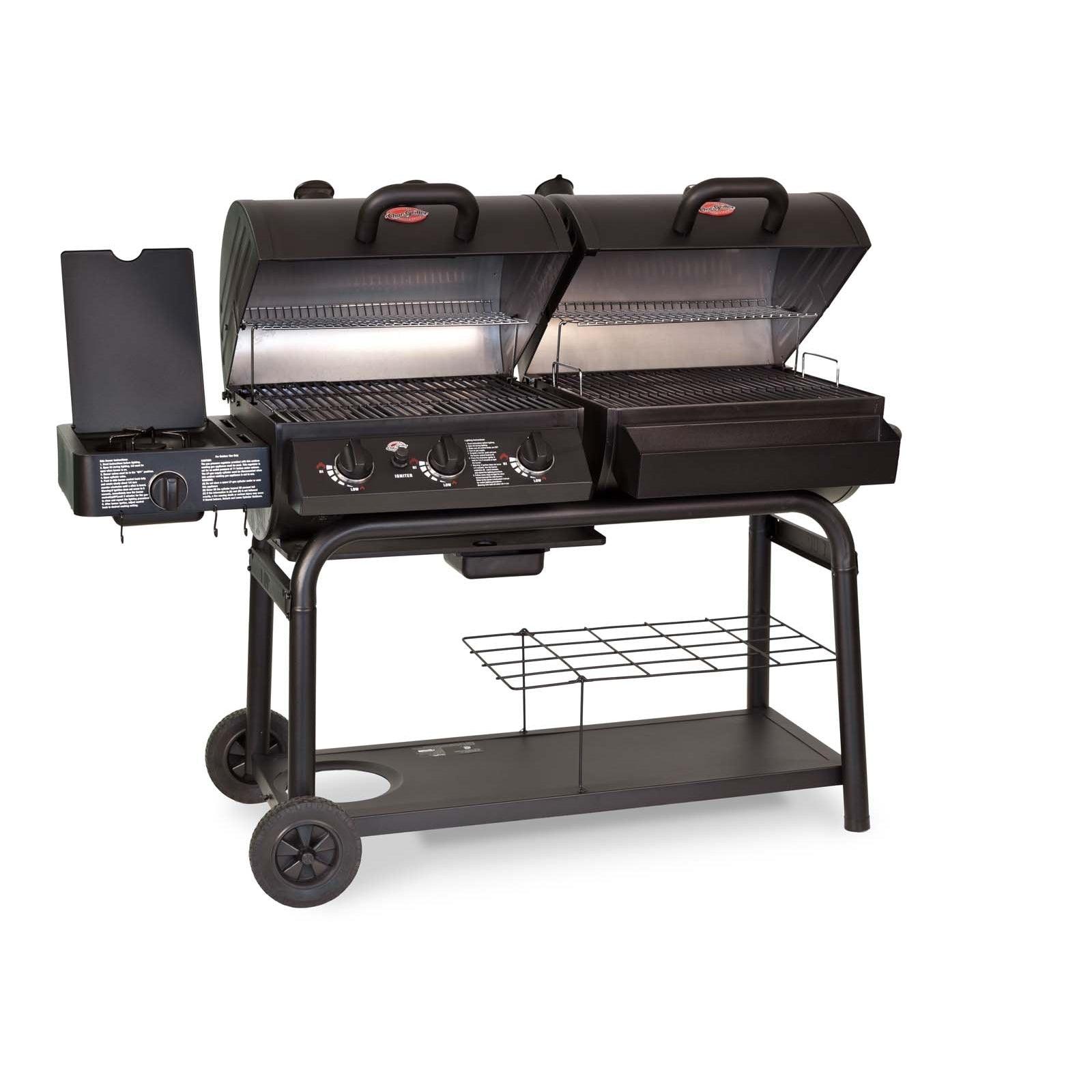 Char Griller Duo Gas and Charcoal BBQ with Side Burner BBQ Land