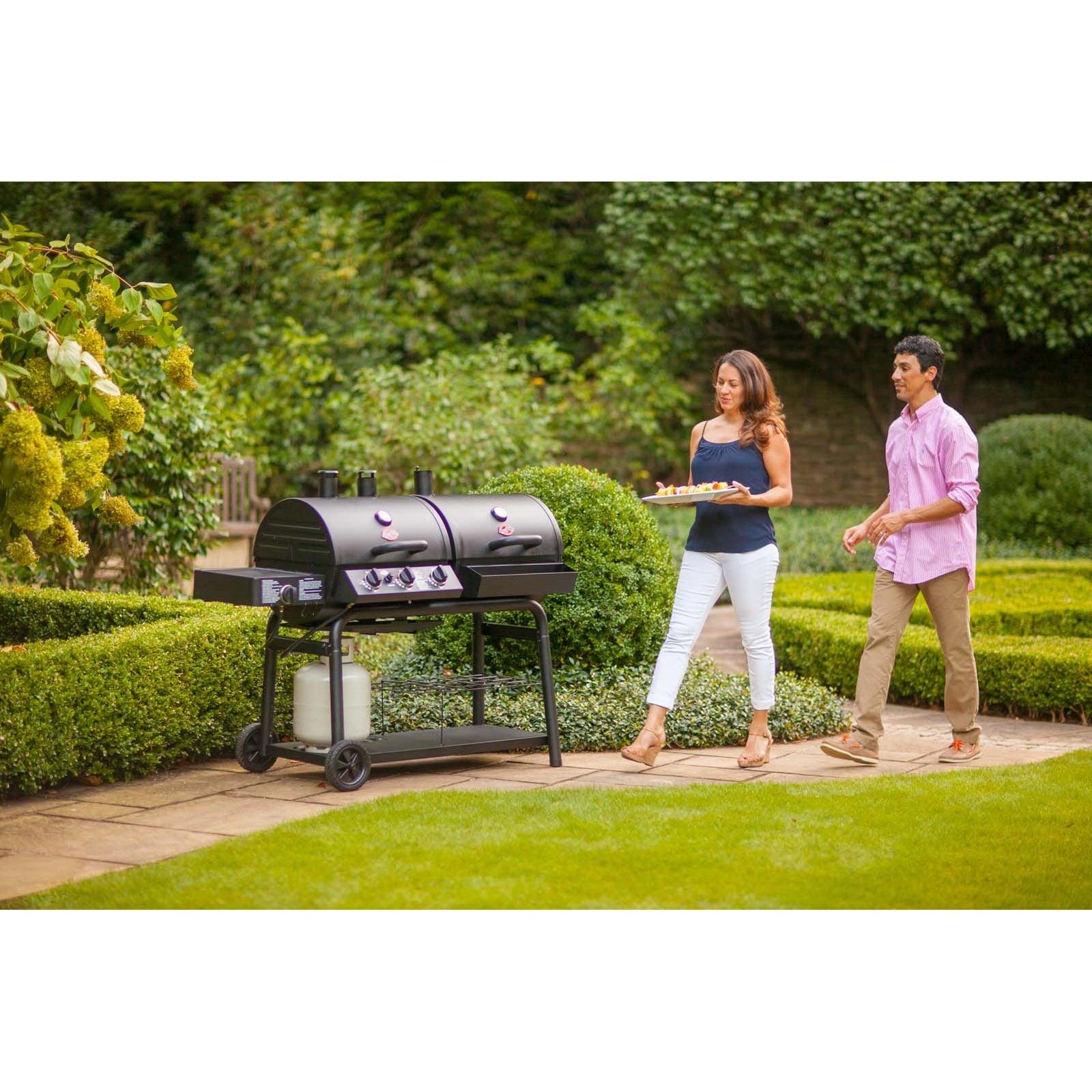 Char Griller Duo Gas and Charcoal BBQ with Side Burner BBQ Land