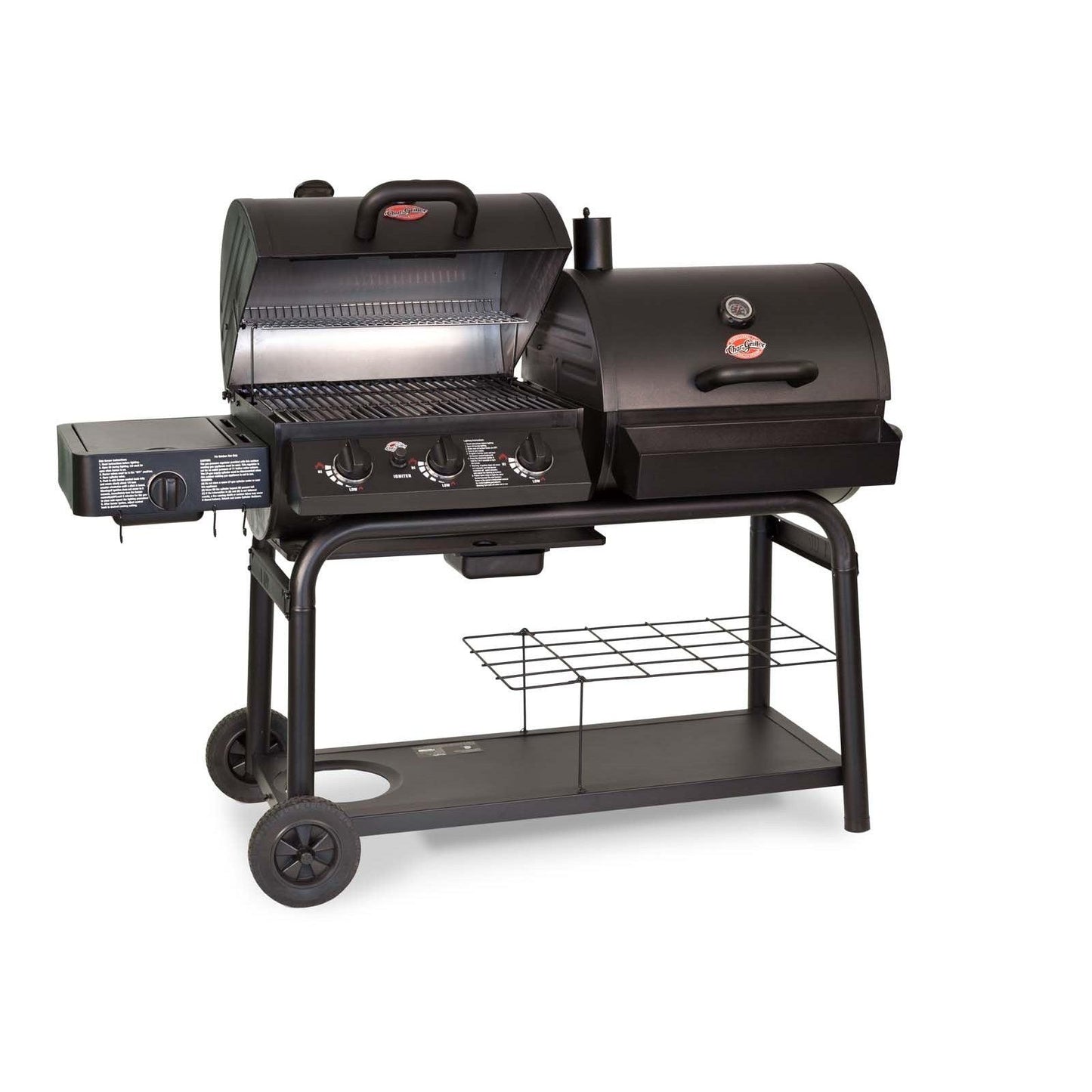 Char Griller Duo Gas and Charcoal BBQ with Side Burner