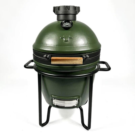 Grden Olive Green Explorer Junior Kamado BBQ with Stand - BBQ Land