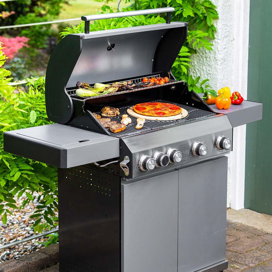 Grillstream Classic 4 Burner Hybrid BBQ with Side Burner - Matt Grey - BBQ Land