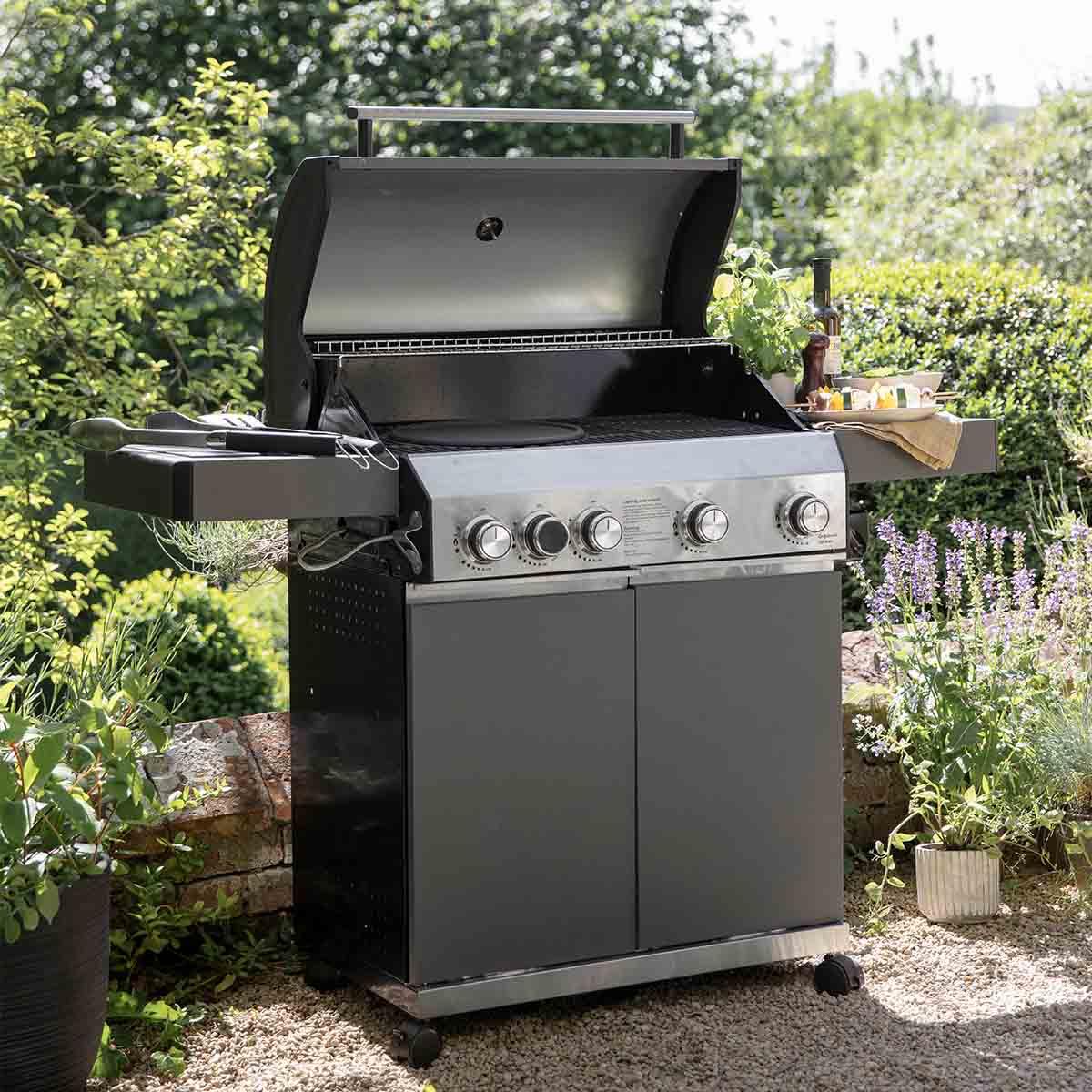 Grillstream Classic 4 Burner Hybrid BBQ with Side Burner - Matt Grey - BBQ Land