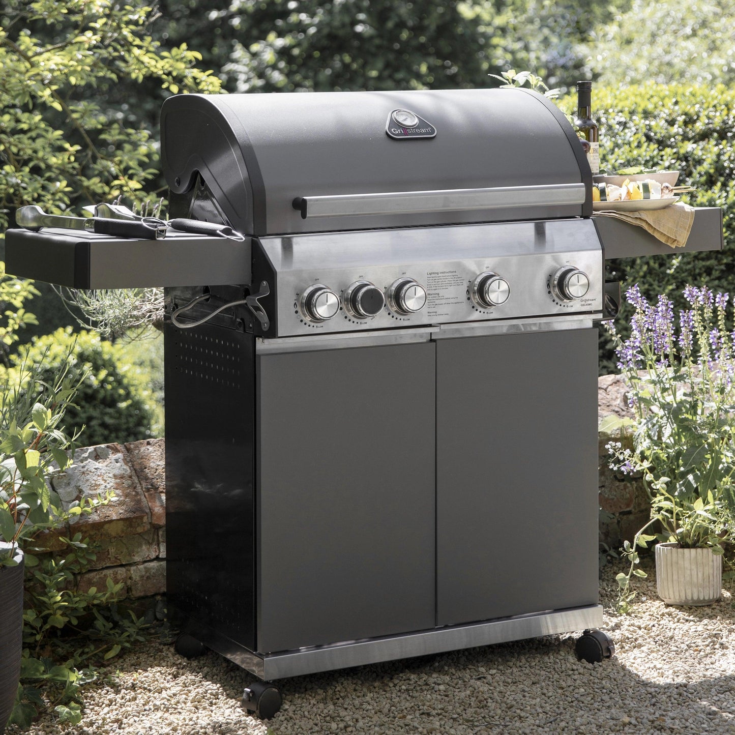 Grillstream Classic 4 Burner Hybrid BBQ with Side Burner - Matt Grey - BBQ Land