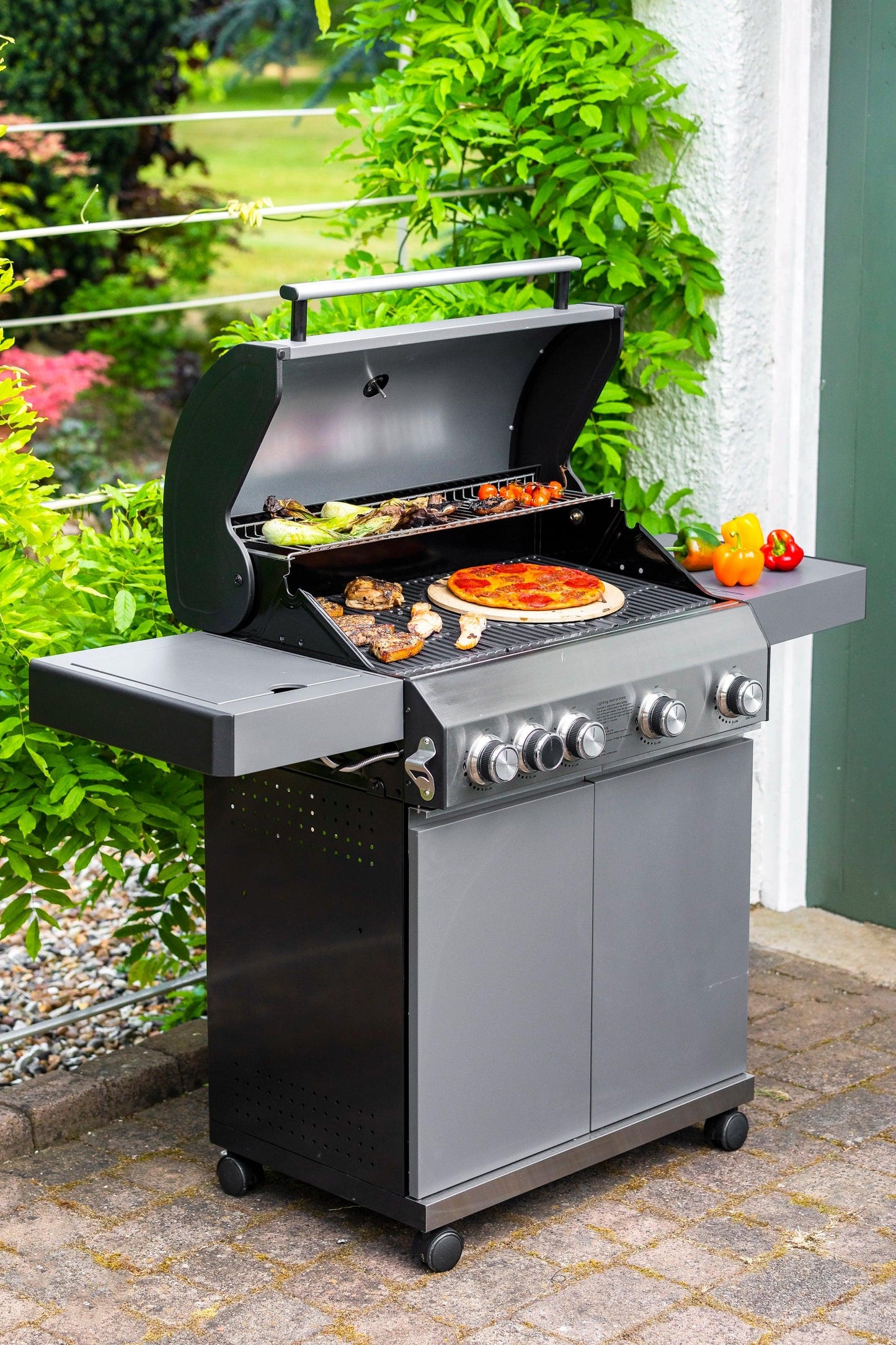 Grillstream Classic 4 Burner Hybrid BBQ with Side Burner - Matt Grey - BBQ Land