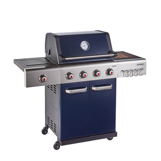 Outback Blue Jupiter 4 Burner Hybrid BBQ - BBQ Land