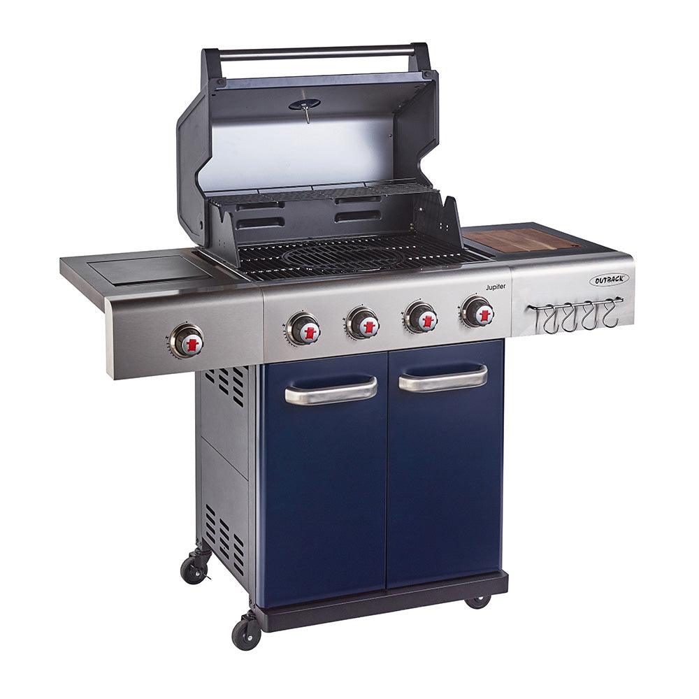 Outback Blue Jupiter 4 Burner Hybrid BBQ - BBQ Land