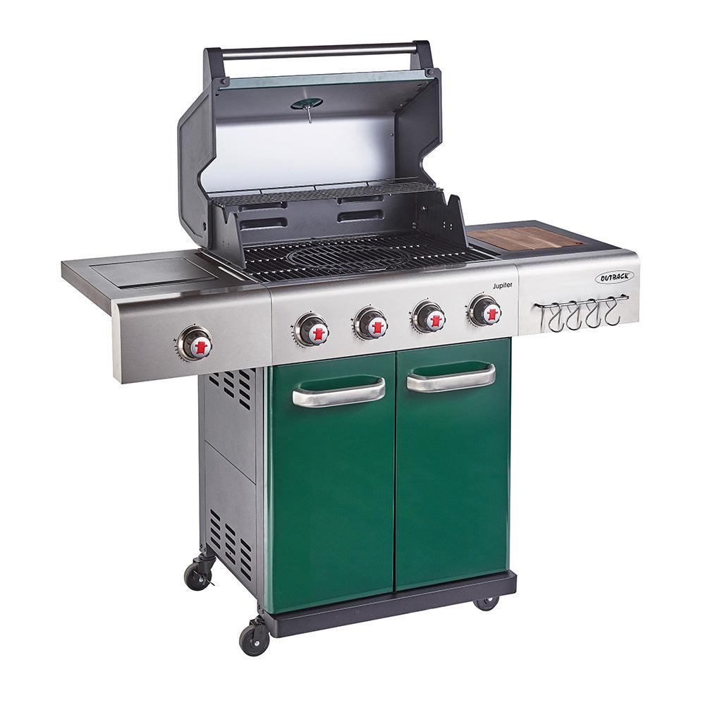 Outback Green Jupiter 4 Burner Hybrid BBQ - BBQ Land