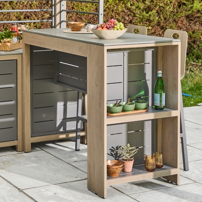 Sanctuary Birch Deluxe Outdoor Kitchen Bar Table and Bar Stools