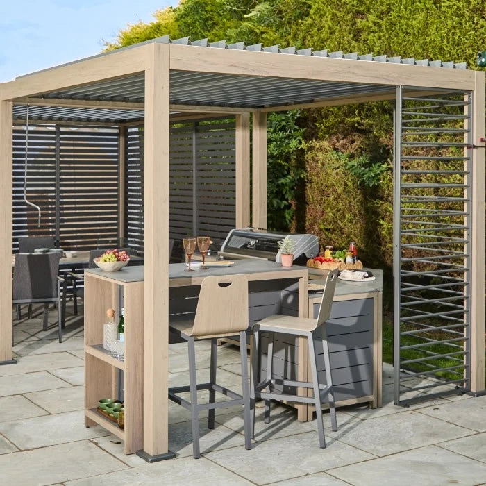 Sanctuary Birch Deluxe Outdoor Kitchen Bar Table and Bar Stools