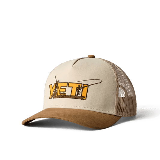 Yeti Skiff Trucker Hat - Khaki/Alpine Yellow - BBQ Land