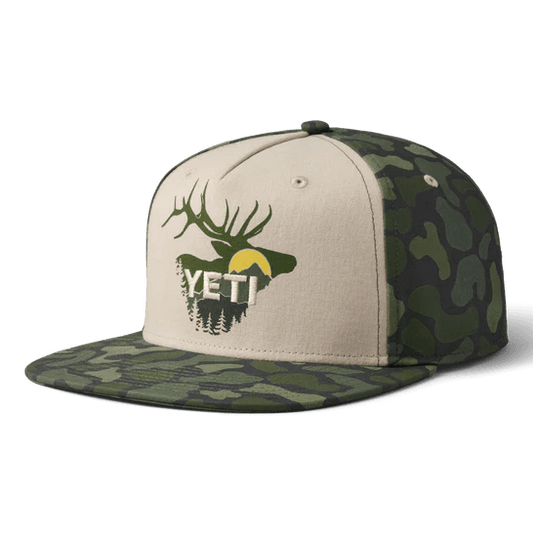 Yeti Sunrise Elk Flat Brim Hat - Tan/Green Camo - BBQ Land