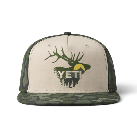 Yeti Sunrise Elk Flat Brim Hat - Tan/Green Camo - BBQ Land